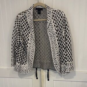 Weavz Black &White Open-Front, see thru Cardigan size XL ( fits L)